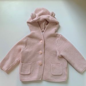 Gap Baby Bear pink hooded cardigan (6-12 months)